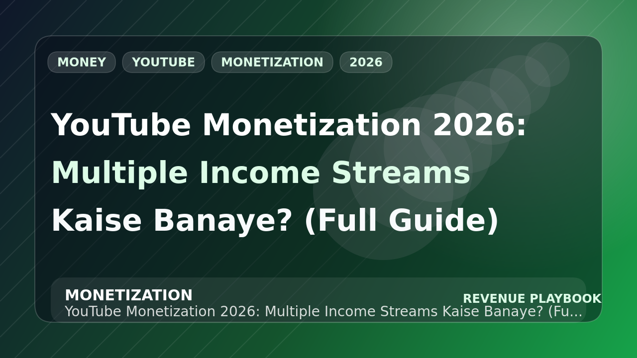 YouTube Monetization 2026: Multiple Income Streams Kaise Banaye? (Full Guide)
